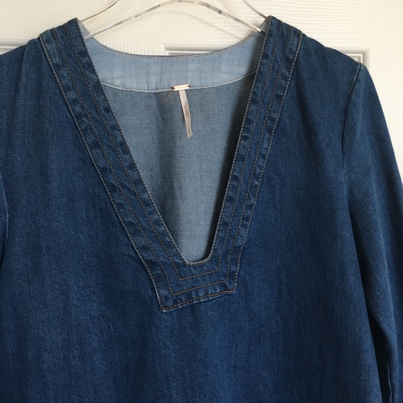 Free People Dreaming of Denim Tunic top size Small - Picture 3 of 8